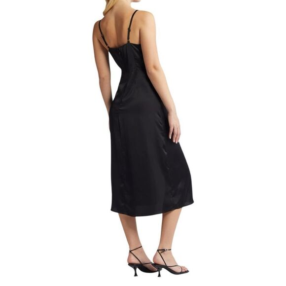 CHELSEA28 Side Tie Satin Dress in Black Size Small NEW - Picture 8 of 15